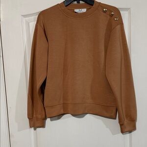 Magaschoni Tan Crewneck with Gold Accents